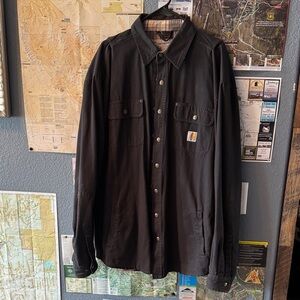 Carhartt Men's Black Shirt Jacket - Flannel lined. Size LT